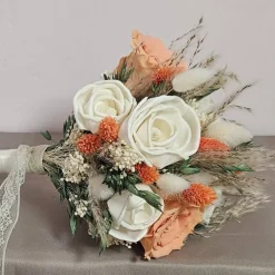 Accessoires|FlowerFrau Trockenblumen Strauß Hochzeit Braut Standesamt apricot creme