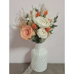 Accessoires|FlowerFrau Trockenblumen Strauß Hochzeit Braut Standesamt apricot creme