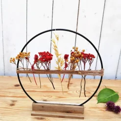 Sale Trockenblumen Tischdeko Loop rot gelb Töne Tischdekoration