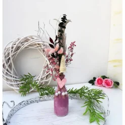 Outlet Trockenblumenstrauß mit Vase rosa-natur Tischdekoration