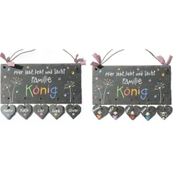 Sale Türschild aus Schiefer für Familien mit Name personalisiert, Haustürschild mit Pusteblumen & Schmetterlinge, Namensschild für die Haustür, persönliches Geschenk zu jedem Anlass Gastgeschenke
