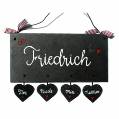 Türschild aus Schiefer mit Namen personalisiert, wetterfestes Namensschild, handgemaltes Haustürschild, exklusives Familienschild, dekoratives Schieferschild, einzigartiges Geschenk für das Zuhause Geschenke