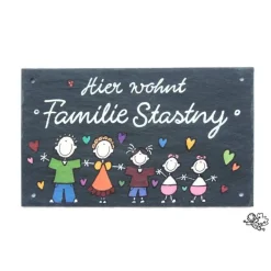 Sale Türschild Familie aus Schiefer – Personalisiertes Namensschild wetterfest & handgemacht Geschenke