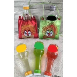 New Täschchen mit Clown, für kleine Schnaps/Likörfläschchen, Glitzerleder, Farbe aussuchen Accessoires