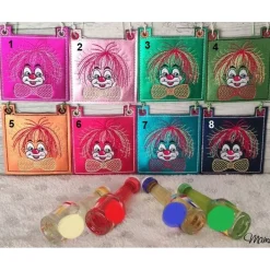 New Täschchen mit Clown, für kleine Schnaps/Likörfläschchen, Glitzerleder, Farbe aussuchen Accessoires
