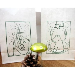Best Tütenadvent - 4 Lichtertüten mit Froschdruck, Tütenlichter, Tüten Teelicht, Adventkranz, Adventskalender, Lichtertüten, Advent, Weihnachten Adventskränze