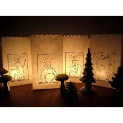 Best Tütenadvent - 4 Lichtertüten mit Froschdruck, Tütenlichter, Tüten Teelicht, Adventkranz, Adventskalender, Lichtertüten, Advent, Weihnachten Adventskränze