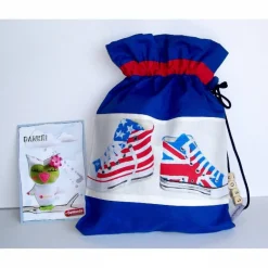 New Turnbeutel mit Namen,Sportbeutel, Turnschuh-Beutel, Turnbeutel Schulanfang, blauer Turnbeutel Kinder Einschulung