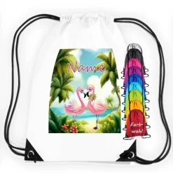Turnbeutel|Maus-Design Turnbeutel Motiv Flamingo mit Name / personalisierbar / verschiedene Farben