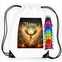 Sale Turnbeutel Motiv Phönix mit Name / personalisierbar / verschiedene Farben Kinder Turnbeutel