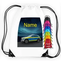 Turnbeutel|Maus-Design Turnbeutel Motiv Polizei mit Name / personalisierbar / verschiedene Farben
