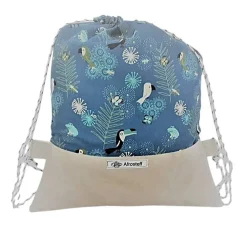 New Turnbeutel, Rucksack blau mit Vogel Motiv Kinder Turnbeutel