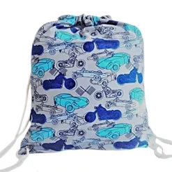 Best Turnbeutel, Rucksack blau mit Auto-Motiv, personalisierbar Kinder Turnbeutel