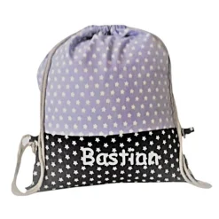 Sale Turnbeutel, Rucksack blau mit Sterne, personalisierbar Kinder Turnbeutel
