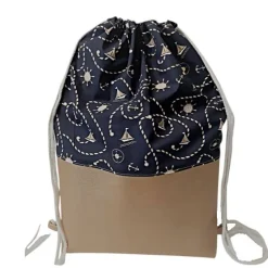 Outlet Turnbeutel, Rucksack mit Kunstleder maritim Kinder Turnbeutel
