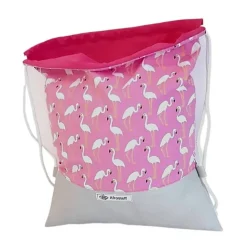 Outlet Turnbeutel Rucksack pink mit Flamingos aus Baumwolle & Kunstleder – ideal für Sport, Kita & Freizeit Kinder Turnbeutel
