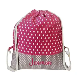 Online Turnbeutel, Rucksack pink mit Sterne, personalisierbar Kinder Turnbeutel