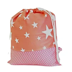 Outlet Turnbeutel, Rucksack rosa mit Sterne, personalisierbar Kinder Turnbeutel
