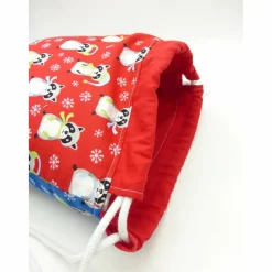 Kindergartentaschen|hessmade Turnbeutel 'Waschbären im Schnee', Sportbeutel, Kinder-Rucksack, Unikat