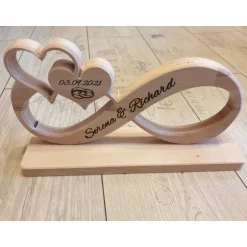 Clearance Unendlichkeitszeichen/Endlosschleife/Infinity Unikat aus Buchenholz personalisiertes Geschenk zur Hochzeit Geldgeschenke
