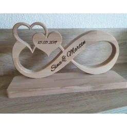 Clearance Unendlichkeitszeichen/Endlosschleife/Infinity Unikat aus Buchenholz personalisiertes Geschenk zur Hochzeit Hochzeitsdeko
