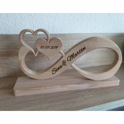 Clearance Unendlichkeitszeichen/Endlosschleife/Infinity Unikat aus Buchenholz personalisiertes Geschenk zur Hochzeit Hochzeitsdeko