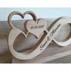 Clearance Unendlichkeitszeichen/Endlosschleife/Infinity Unikat aus Buchenholz personalisiertes Geschenk zur Hochzeit Hochzeitsdeko
