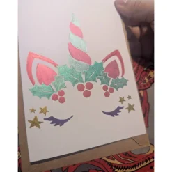 New "Unicorn" Weihnachtskarte, aufklappbar mit Umschlag | handgemalt oder foliert Weihnachtskarten