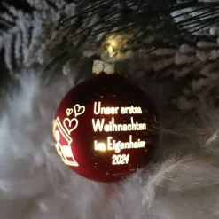 Sale Unser erstes Weihnachten im Eigenheim - Personalisierte Weihnachtskugel mit Lasergravur Baumschmuck Personalisierbar