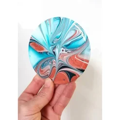 Tischdekoration|EllaZeichnet Untersetzer Fluid Art Blau Bronze mit Resinbeschichtung – stilvolle Deko