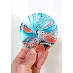 Tischdekoration|EllaZeichnet Untersetzer Fluid Art Blau Bronze mit Resinbeschichtung – stilvolle Deko