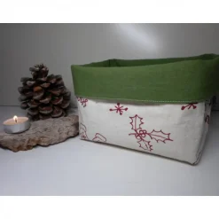 Weihnachtsdeko|friess-design Utensilo "Natale" aus Baumwolle grün/ beige