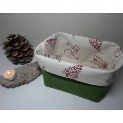 Weihnachtsdeko|friess-design Utensilo "Natale" aus Baumwolle grün/ beige