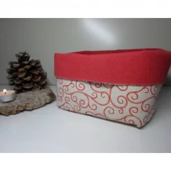 Outlet Utensilo "Natale" aus Baumwolle rot/ beige Weihnachtsdeko