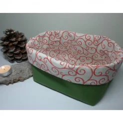 Discount Utensilo "Natale" aus Baumwolle grün/ beige Weihnachtsdeko