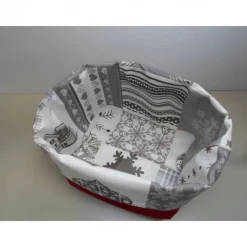 Clearance Utensilo "Neve" Wachstuch Baumwolle beige/ rot Unikat Weihnachtsdeko
