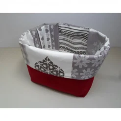 Clearance Utensilo "Neve" Wachstuch Baumwolle beige/ rot Unikat Weihnachtsdeko