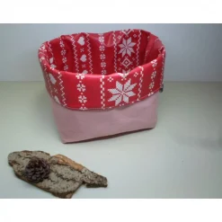 Online Utensilo "Stella" Wachstuch Baumwolle rot/ rosa Unikat Weihnachtsdeko