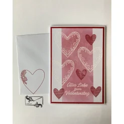 Best Valentinstagskarte Muttertagskarte Liebeskarte  in Rot/Weiß mit Herzen Glückwunschkarten