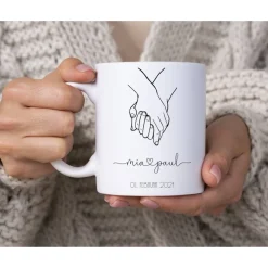 Clearance Verlobungsgeschenk Tasse, Geschenk Verlobung Kaffeetasse, Hände, Herz Geschenke