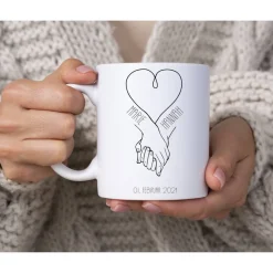 Clearance Verlobungsgeschenk Tasse, Geschenk Verlobung Kaffeetasse, Hände, Herz Geschenke