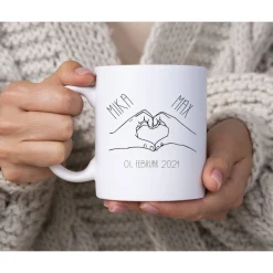 Clearance Verlobungsgeschenk Tasse, Geschenk Verlobung Kaffeetasse, Hände, Herz Geschenke