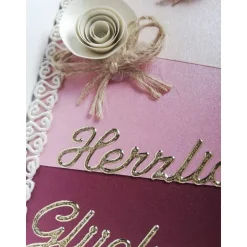 Verpackung für Geldgeschenk – Geschenkbox mit Papierrosen, Herzlichen Glückwunsch, Vintage, Unikat Geschenkverpackungen