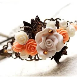 verzierter Haarreif,  Harreif, Haarschmuck,Hochzeit, Fest, Blüten, Schmetterling, Libelle, Rosen Accessoires