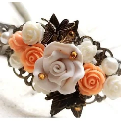 verzierter Haarreif,  Harreif, Haarschmuck,Hochzeit, Fest, Blüten, Schmetterling, Libelle, Rosen Accessoires