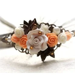 verzierter Haarreif,  Harreif, Haarschmuck,Hochzeit, Fest, Blüten, Schmetterling, Libelle, Rosen Accessoires