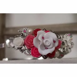 verzierter Haarreif, Vintage-Stil, Haarreifen, Cabochon, Blume, Rosen, Haarschmuck,Hochzeit, Kommunion,silber,02 Accessoires
