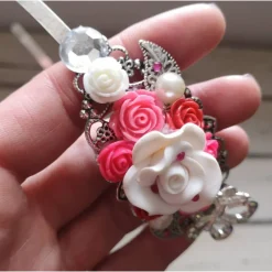 verzierter Haarreif, Vintage-Stil, Haarreifen, Cabochon, Blume, Rosen, Haarschmuck,Hochzeit, Kommunion,silber,02 Accessoires