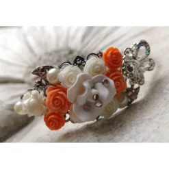 Accessoires|Tinas Schmucktruhe verzierter Haarreif, Vintage-Stil, Haarreifen, Cabochon, Blume, Rosen, Haarschmuck,Hochzeit, Kommunion,silber,02