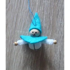 Best vier kleine Filzwichtel mit Glöckchen - türkis-weiß Baumschmuck